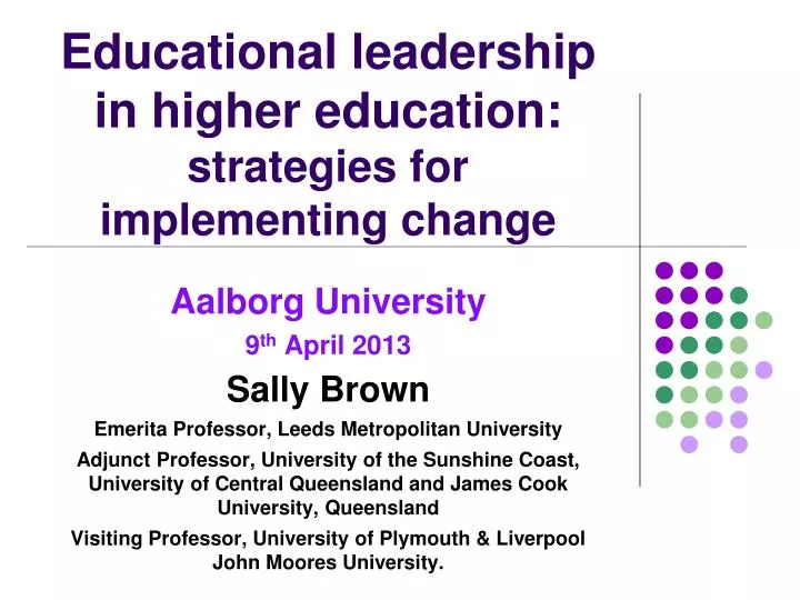 educational leadership in higher education strategies for implementing change
