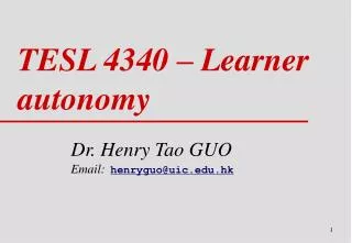 TESL 4340 – Learner autonomy