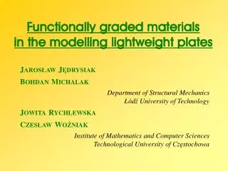 Functionally graded materials in the modelling lightweight plates
