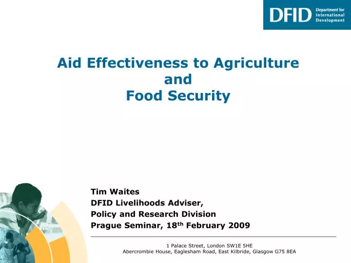 aid effectiveness to agriculture and food security