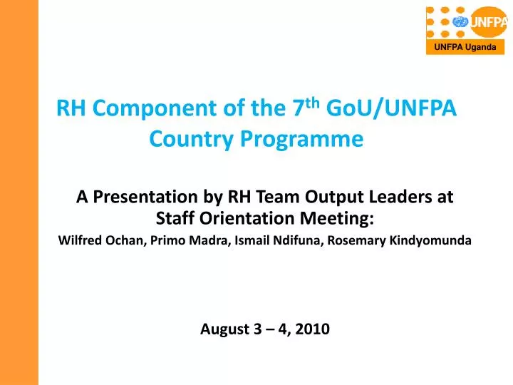 rh component of the 7 th gou unfpa country programme