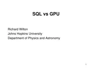 SQL vs GPU