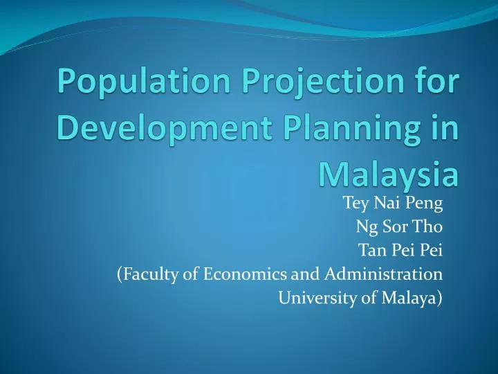 population projection for development planning in malaysia