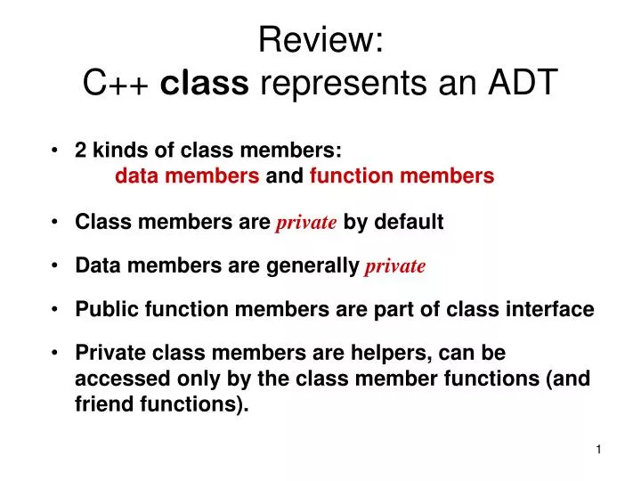 review c class represents an adt