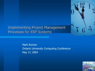 Implementing Project Management Processes for ERP Systems