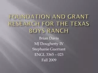 Foundation and Grant Research for the Texas Boys Ranch