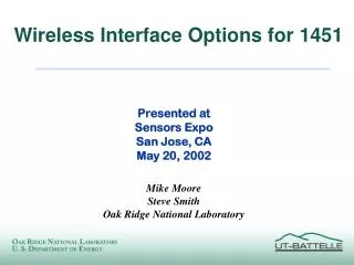 Wireless Interface Options for 1451