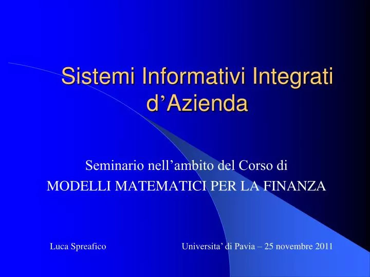 sistemi informativi integrati d azienda