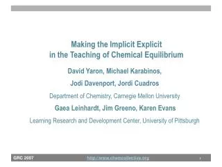 Making the Implicit Explicit in the Teaching of Chemical Equilibrium