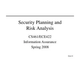 Security Planning and Risk Analysis