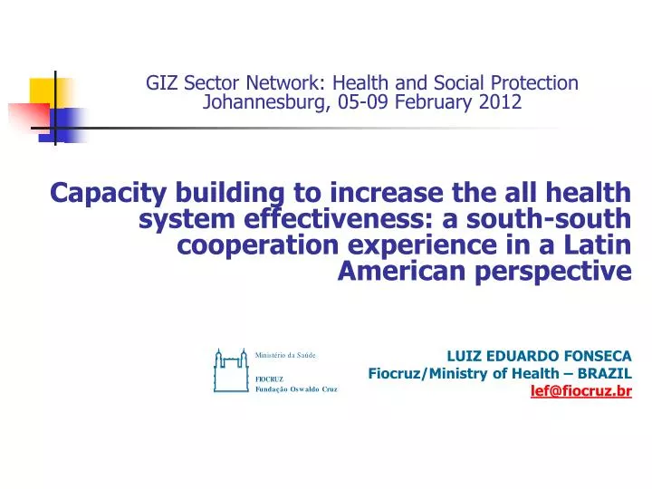 giz sector network health and social protection johannesburg 05 09 february 2012