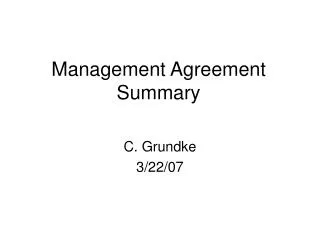 Management Agreement Summary