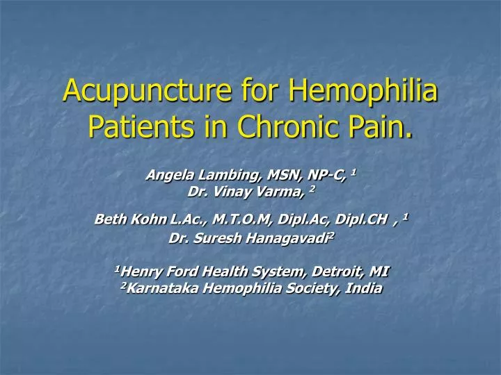 acupuncture for hemophilia patients in chronic pain