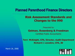 Planned Parenthood Finance Directors