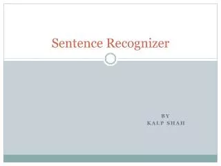 Sentence Recognizer