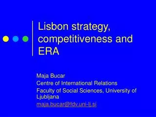 Lisbon strategy, competitiveness and ERA