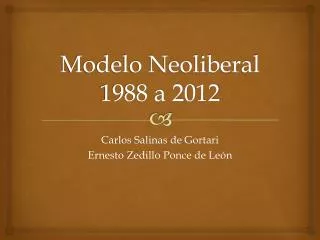 Modelo Neoliberal 1988 a 2012