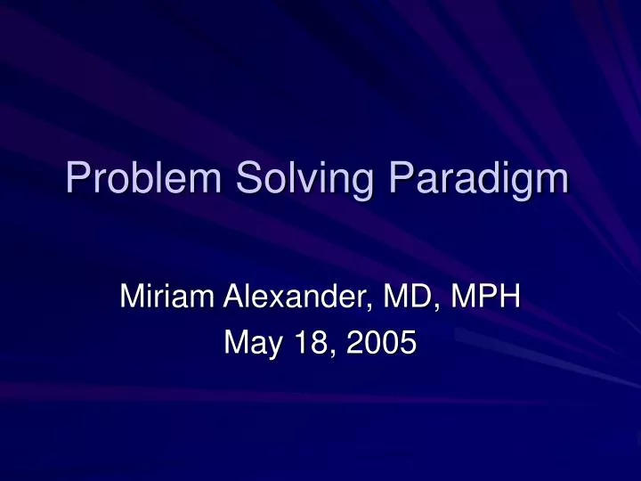 problem solving paradigm