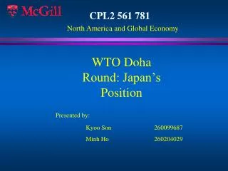 WTO Doha Round: Japan’s Position