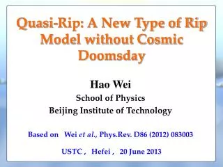 Quasi-Rip: A New Type of Rip Model without Cosmic Doomsday