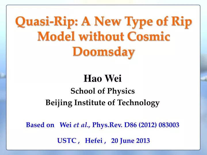 quasi rip a new type of rip model without cosmic doomsday