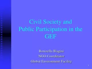 Civil Society and Public Participation in the GEF
