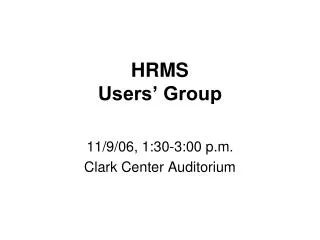 HRMS Users’ Group
