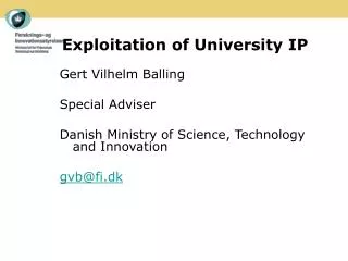 Exploitation of University IP