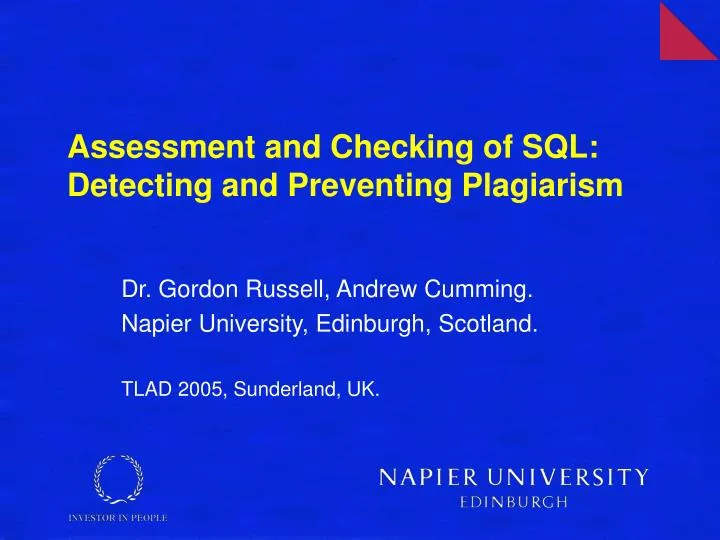 assessment and checking of sql detecting and preventing plagiarism