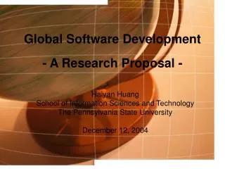 Global Software Development - A Research Proposal -