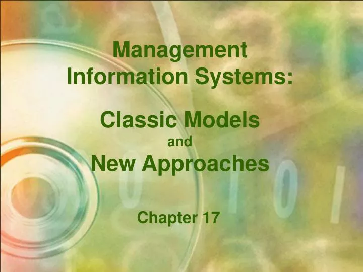 management information systems classic models and new approaches