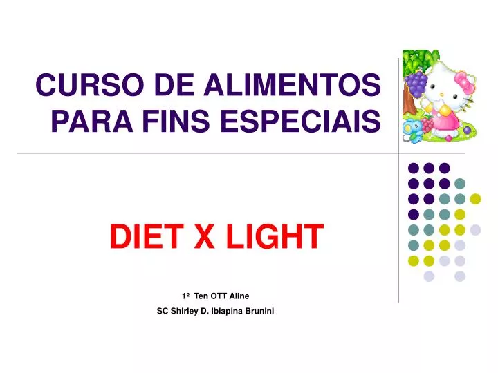 curso de alimentos para fins especiais