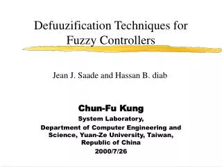 Defuuzification Techniques for Fuzzy Controllers