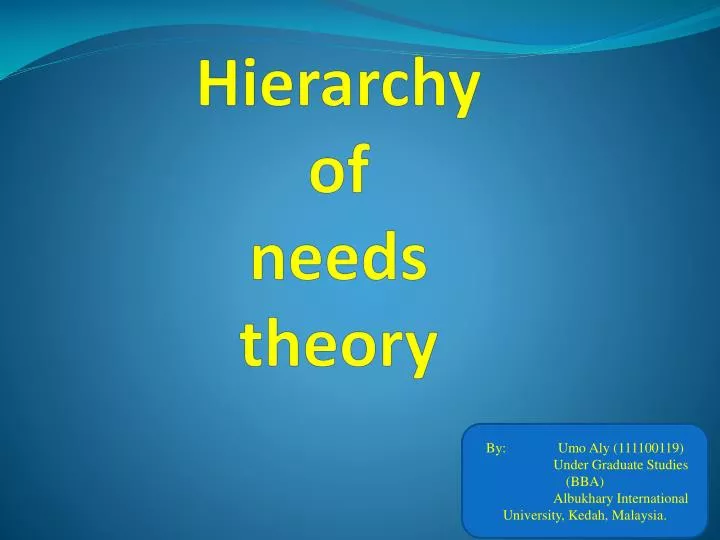 hierarchy of needs theory