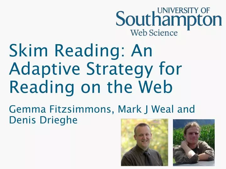 skim reading an adaptive strategy for reading on the web