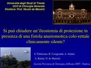 Università degli Studi di Trieste UCO di Chirurgia Generale Direttore: Prof. Nicolò de Manzini