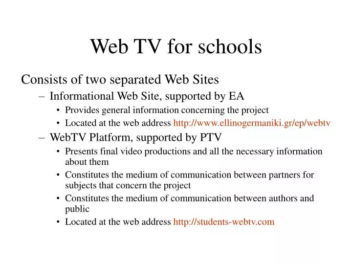 web tv for schools
