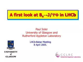 LHCb-Babar Meeting 8 April 2005.