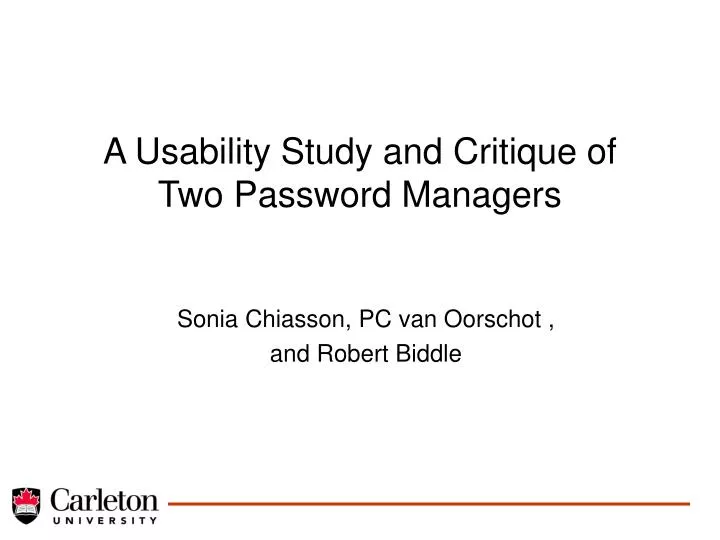 a usability study and critique of two password managers