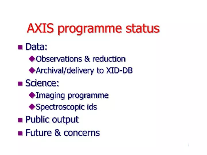 axis programme status