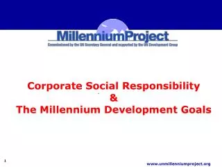 Corporate Social Responsibility &amp; The Millennium Development Goals