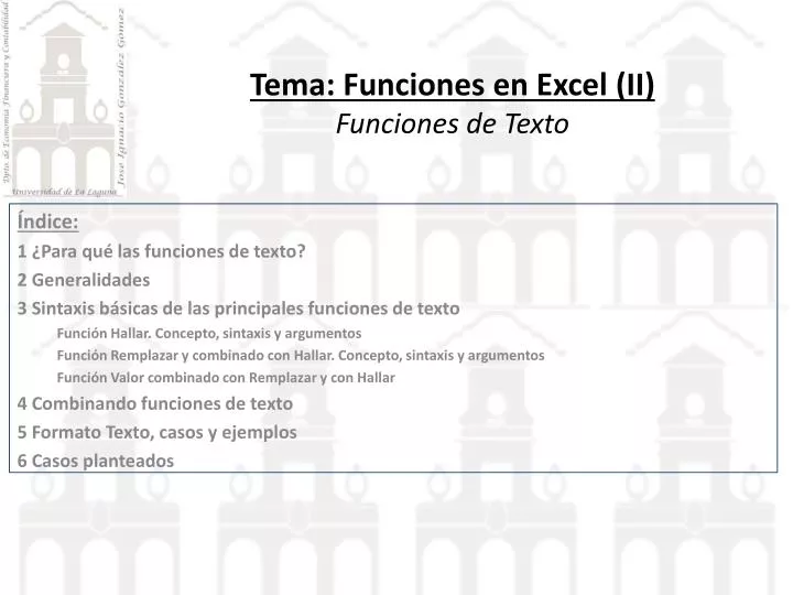 tema funciones en excel ii funciones de texto