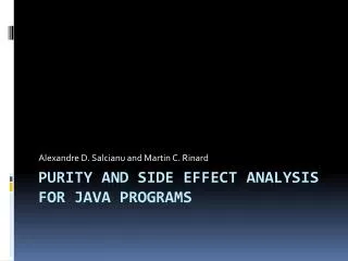 Purity and Side Effect Analysis for Java Programs