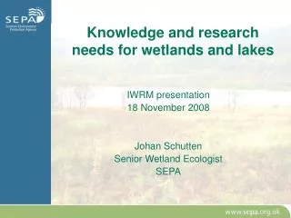 Knowledge and research needs for wetlands and lakes