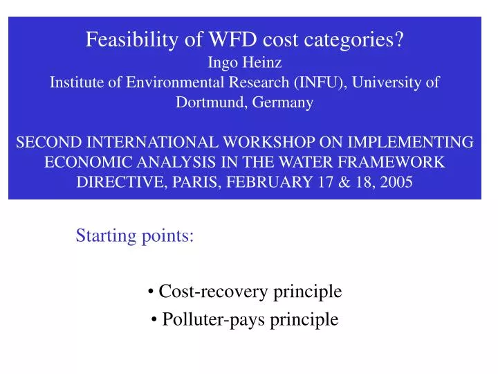 starting points cost recovery principle polluter pays principle