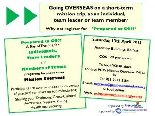 Prepared to GO?! A Day of Training for Individuals, Team Leaders and Members of Teams