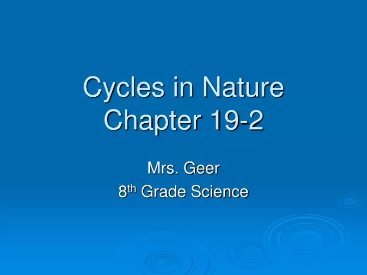 cycles in nature chapter 19 2