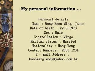 My personal information …