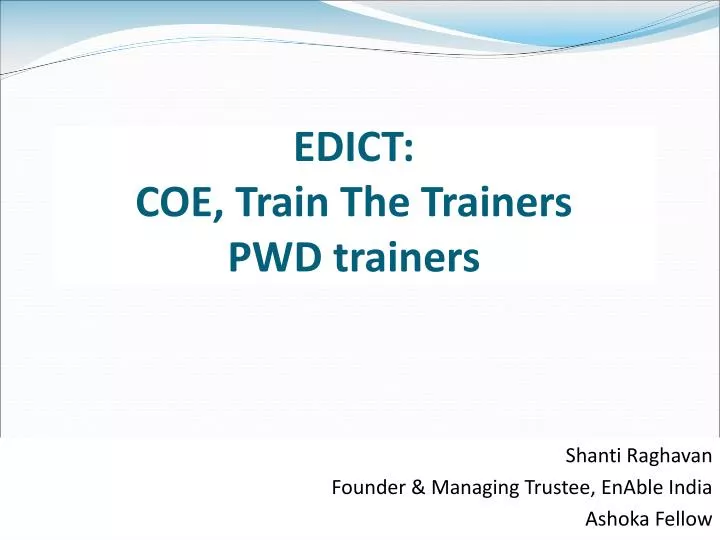 edict coe train the trainers pwd trainers