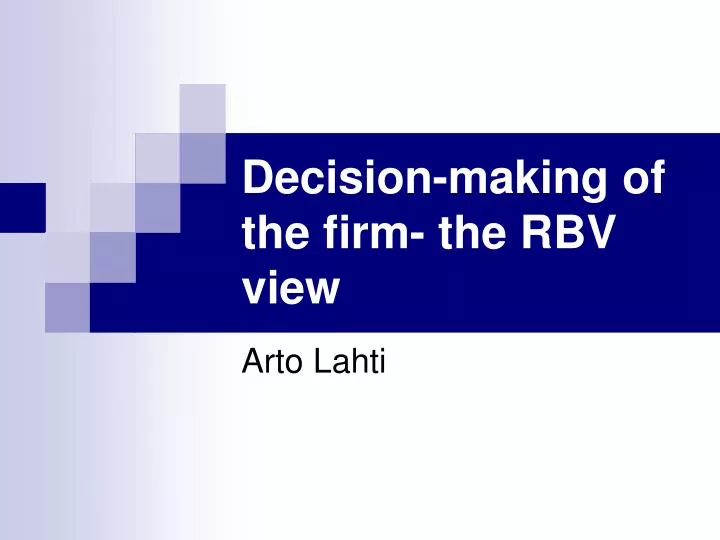 decision making of the firm the rbv view